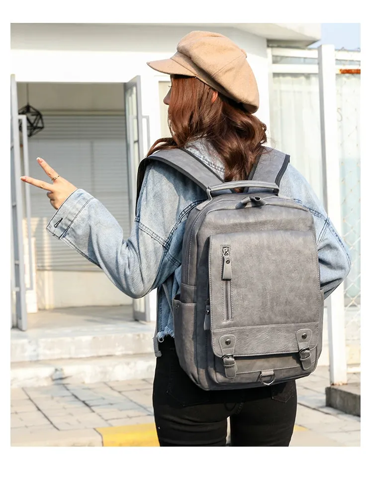 Unisex Backpack- 14-Inch Genuine Leather Backpack