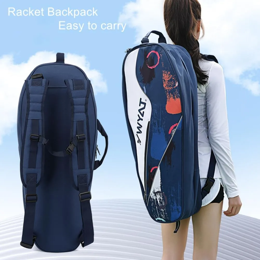 UNISTRENGH Badminton Racket Shoulder Bag Backpack Multifunction 3 Racquets Tennis Bag for Men and Women, 6 Racquets Bag with Shoe Compartment