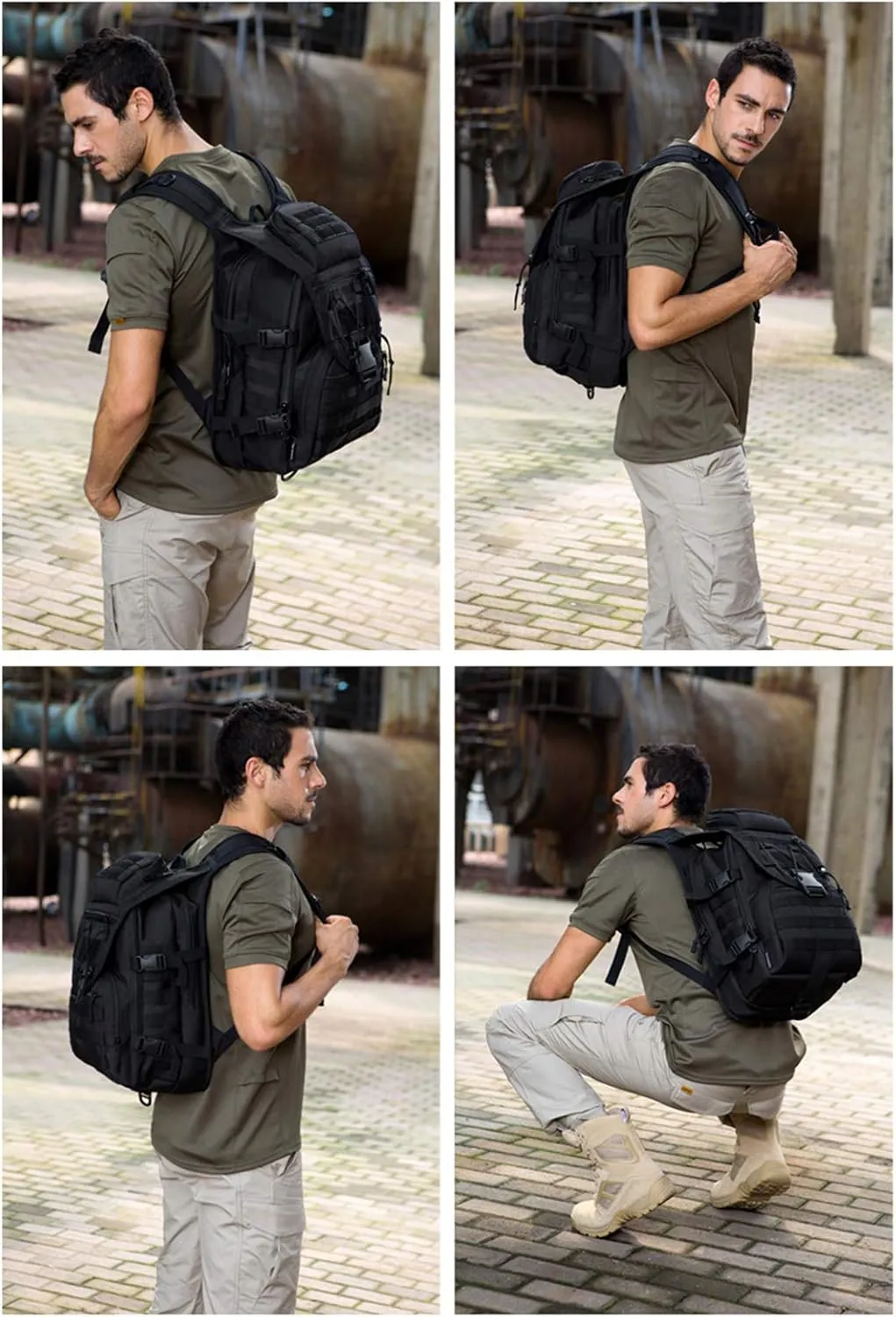 UNISTRENGH Military Tactical Backpack, 40L Large Capacity 3 Day Army Assault Pack Bug Out Bag Go Bag Rucksacks for Hunting, Trekking and Camping and Other Outdoor Activities Black