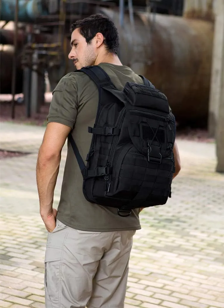 UNISTRENGH Military Tactical Backpack, 40L Large Capacity 3 Day Army Assault Pack Bug Out Bag Go Bag Rucksacks for Hunting, Trekking and Camping and Other Outdoor Activities Black