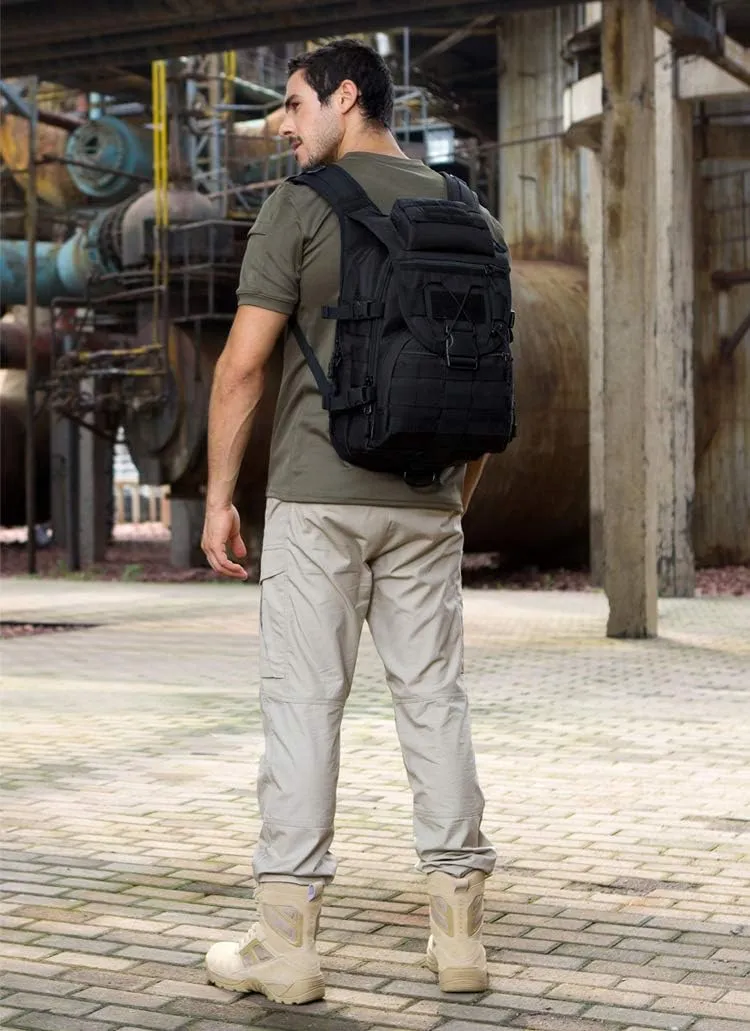 UNISTRENGH Military Tactical Backpack, 40L Large Capacity 3 Day Army Assault Pack Bug Out Bag Go Bag Rucksacks for Hunting, Trekking and Camping and Other Outdoor Activities Black