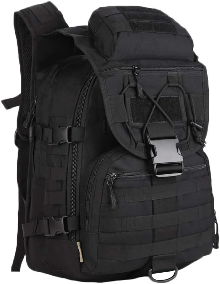 UNISTRENGH Military Tactical Backpack, 40L Large Capacity 3 Day Army Assault Pack Bug Out Bag Go Bag Rucksacks for Hunting, Trekking and Camping and Other Outdoor Activities Black