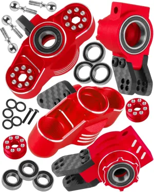 Upgrades for 1/8 Kraton/Outcast/Notorious 6S BLX,1/7 Big Rock 6S BLX,Aluminum Front Steering Block Knuckles & C-Hubs Caster Blocks & Rear Hubs Hops Up,Replaces #AR330505#AR330404,Red