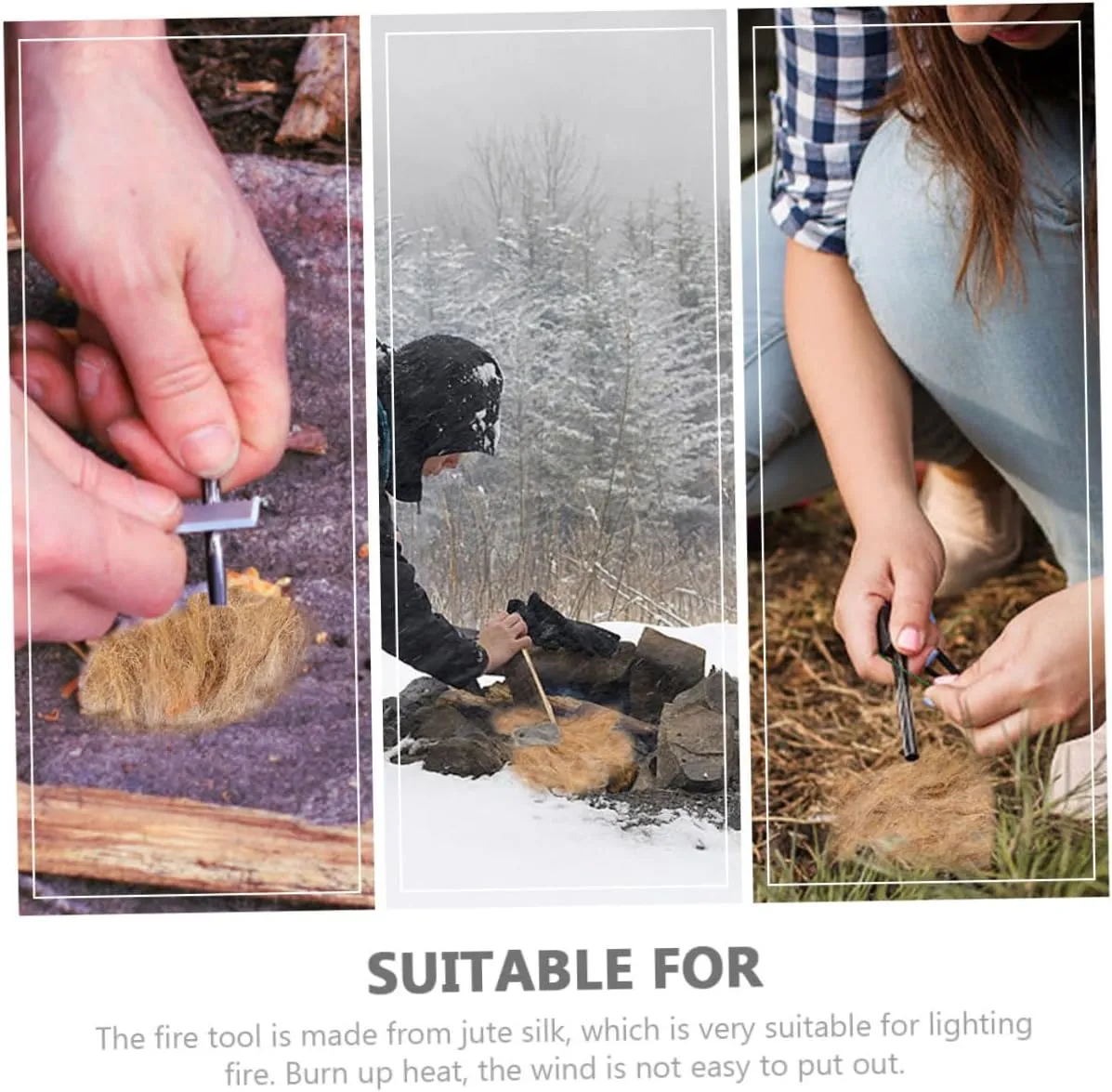 UPKOCH 4sets Jute Fire Starter Lightweight Camping Flame Tool for Easy Outdoor Cooking Survival Accessories Weather Resistant for Campfires and Grills 3pcs*4