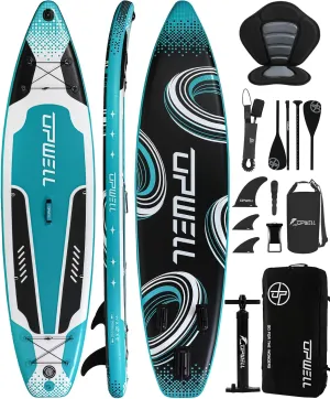 UPWELL 10'6"/11'/11'6" Inflatable Paddle Board, Stand Up Paddle Board for Youth & Adults, Stable Design, Premium SUP Accessories, Backpack, 10L Dry Bag, Paddle, Leash, Hand Pump, Fins