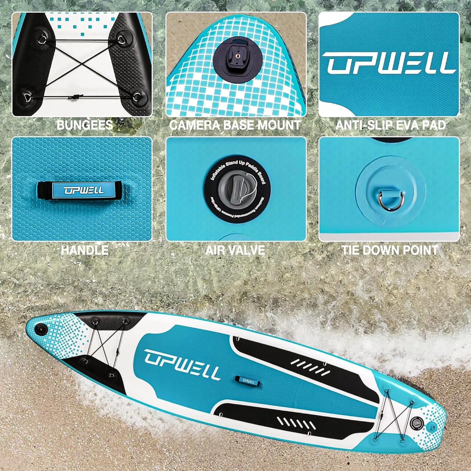 UPWELL 10'6"/11'/11'6" Inflatable Paddle Board, Stand Up Paddle Board for Youth & Adults, Stable Design, Premium SUP Accessories, Backpack, 10L Dry Bag, Paddle, Leash, Hand Pump, Fins