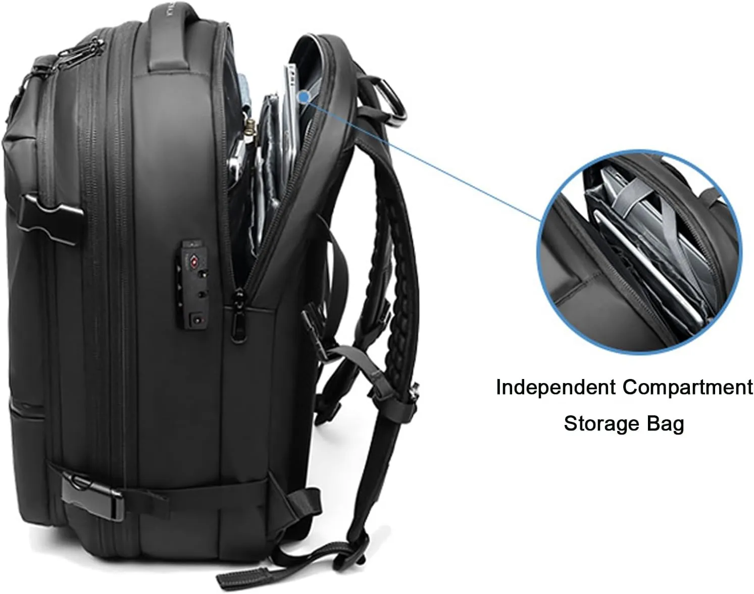 Vaccage-Vaccage Backpack, 60L Expandable Vaccage Bag with Pump, Waterproof Anti Theft Vacuum Back Pack for Travel & Business (Black)