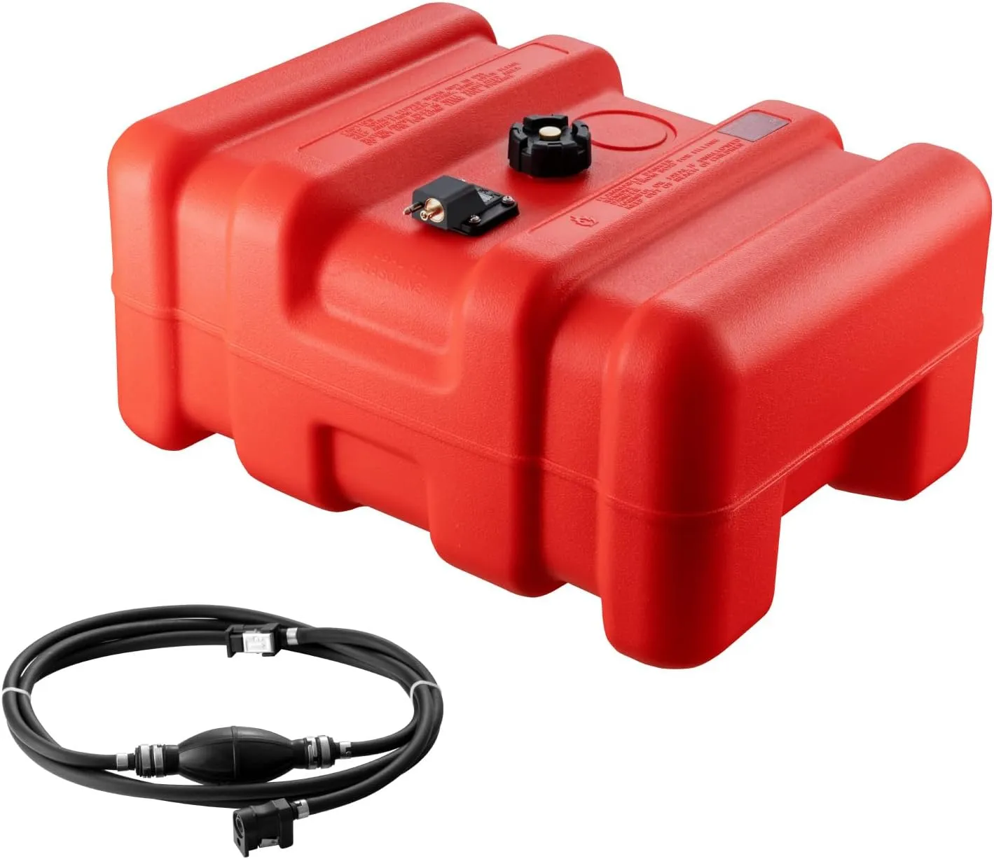 VEVOR Boat Marine Fuel Tank, 12 Gallon/55L, Portable Fuel Gas Tank for Outboard Engine Boats, Plastic Outboard Marine Boat Fuel Tank with Hose, Easy to Carry for Yacht, Fishing & Deck Boat, Red