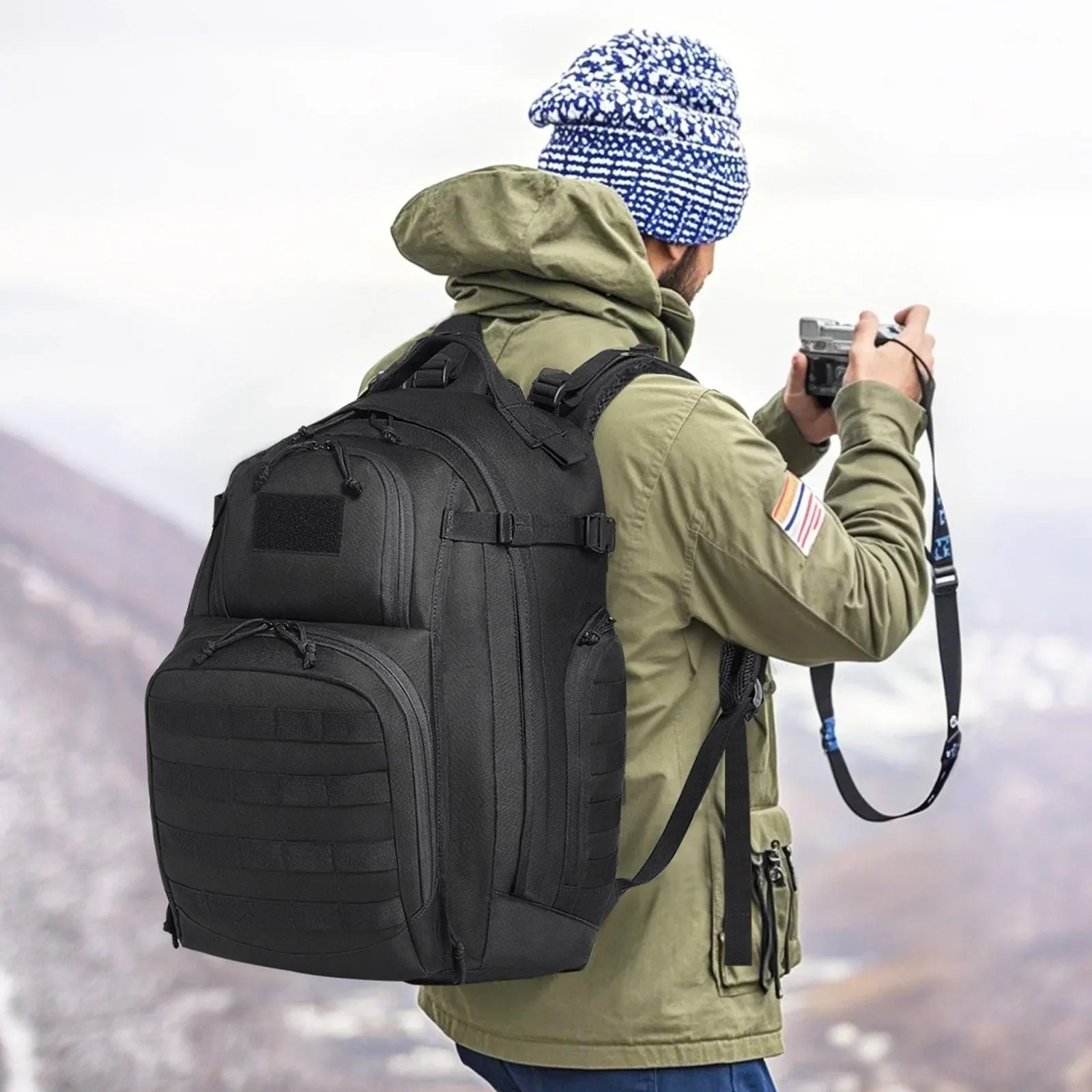 Vevor Tactical Backpack 40L Military Backpack with Molle Mode & Sponge Pad Army Assault Pack Bug Out Bag Camping Trekking Outdoor Rucksack Daily EDC Backpack, Black