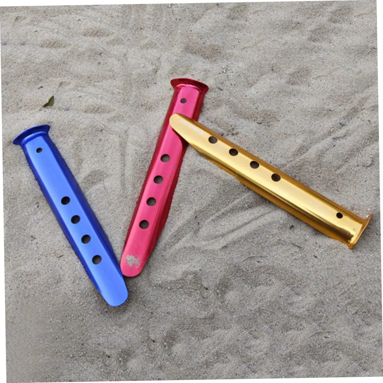 VICASKY 6pcs U-Shaped Aluminum Tent Stakes Beach Snow Nail Anchors Heavy Duty Pegs for Camping Hiking and Outdoor Use Enhanced Grip for Loose and Snow