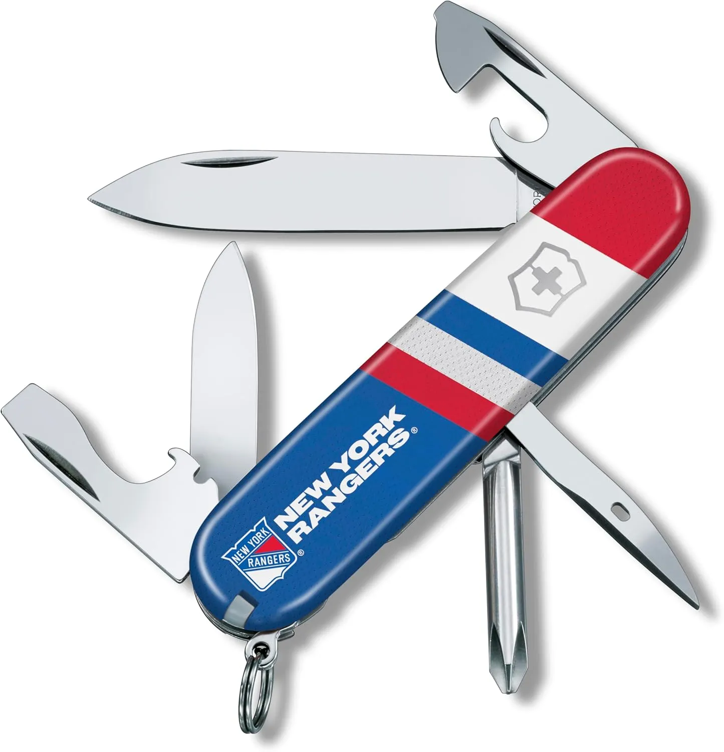Victorinox Tinker Swiss Army Knife – Compact 12 Function Swiss Made Pocket Knife with Large Blade, Small Blade and Bottle Opener – New York Rangers