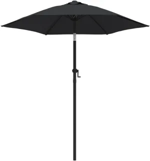 vidaXL Aluminum Parasol with Portable Crank System and Tiltable Design for Patio, Terrace, or Garden, UV Protective and Anti-Fade Polyester in Black and Dark Gray, 78.7" x 88.2"