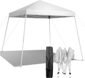 VINGLI 6x6 ft Pop Up Canopy Tent, Easy Up Canopy Event Tent Foldable Portable Canopies for Camping, Patio, Outdoor Gazebo Slant Legs, Outdoor Instant Shelter Canopies with Carry Bag (White)