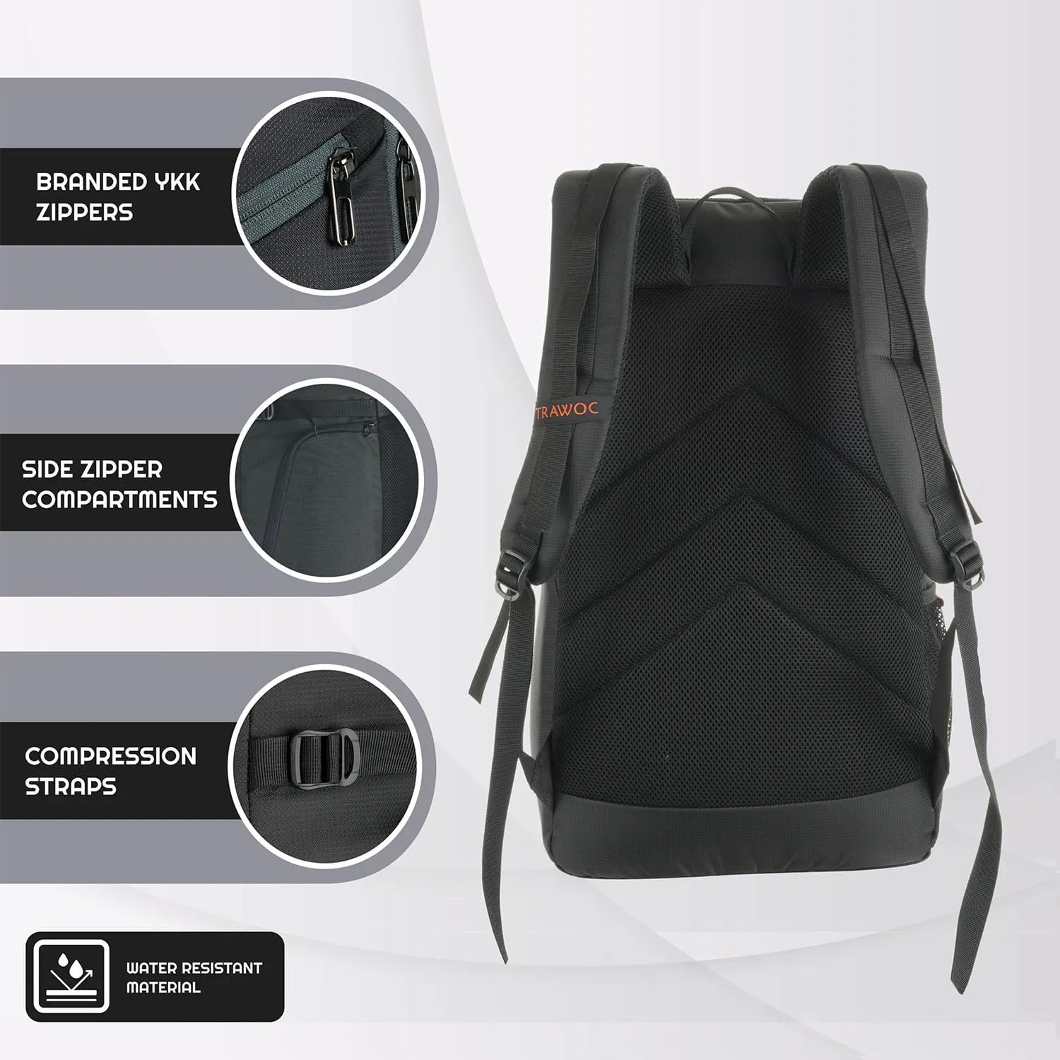 VIPER 40L Travel Backpack-Versatile 40L Bag for Men & Women,Laptop Backpack with Water-Resistant Fabric-LHK006-Black