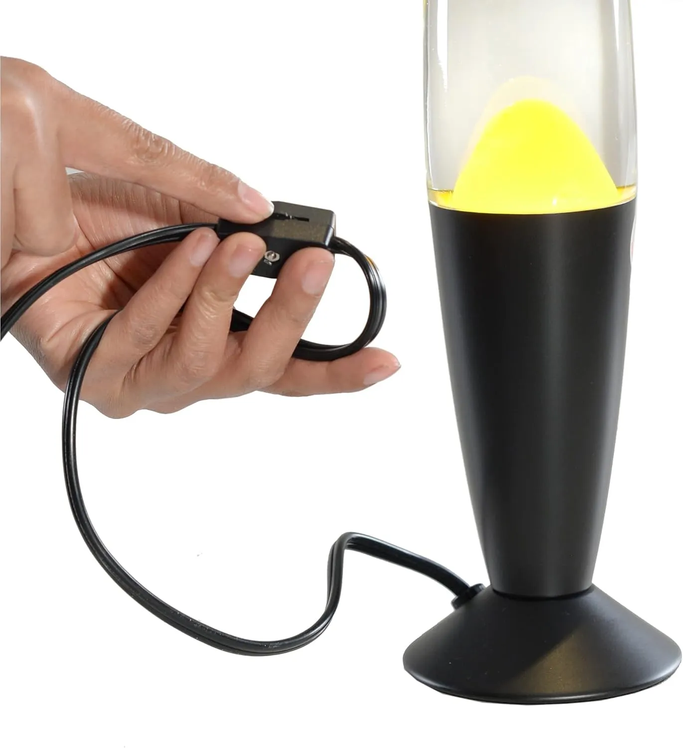 Volcan Lamp with Yellow Liquid Wax and Black Base 16 inch Decorative Table Lamp for Any Area of Your Home (Bulb and Extra Bulb)