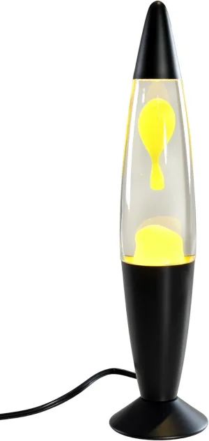 Volcan Lamp with Yellow Liquid Wax and Black Base 16 inch Decorative Table Lamp for Any Area of Your Home (Bulb and Extra Bulb)