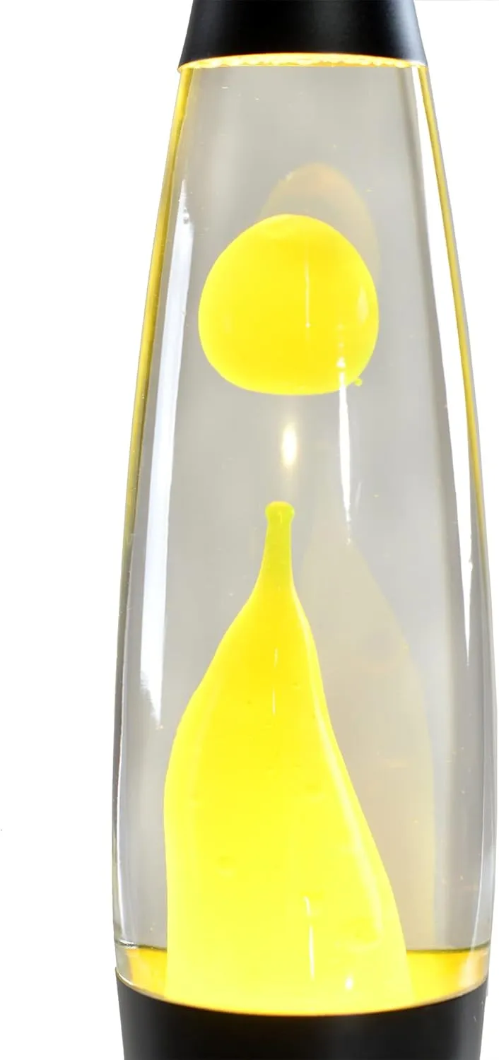 Volcan Lamp with Yellow Liquid Wax and Black Base 16 inch Decorative Table Lamp for Any Area of Your Home (Bulb and Extra Bulb)