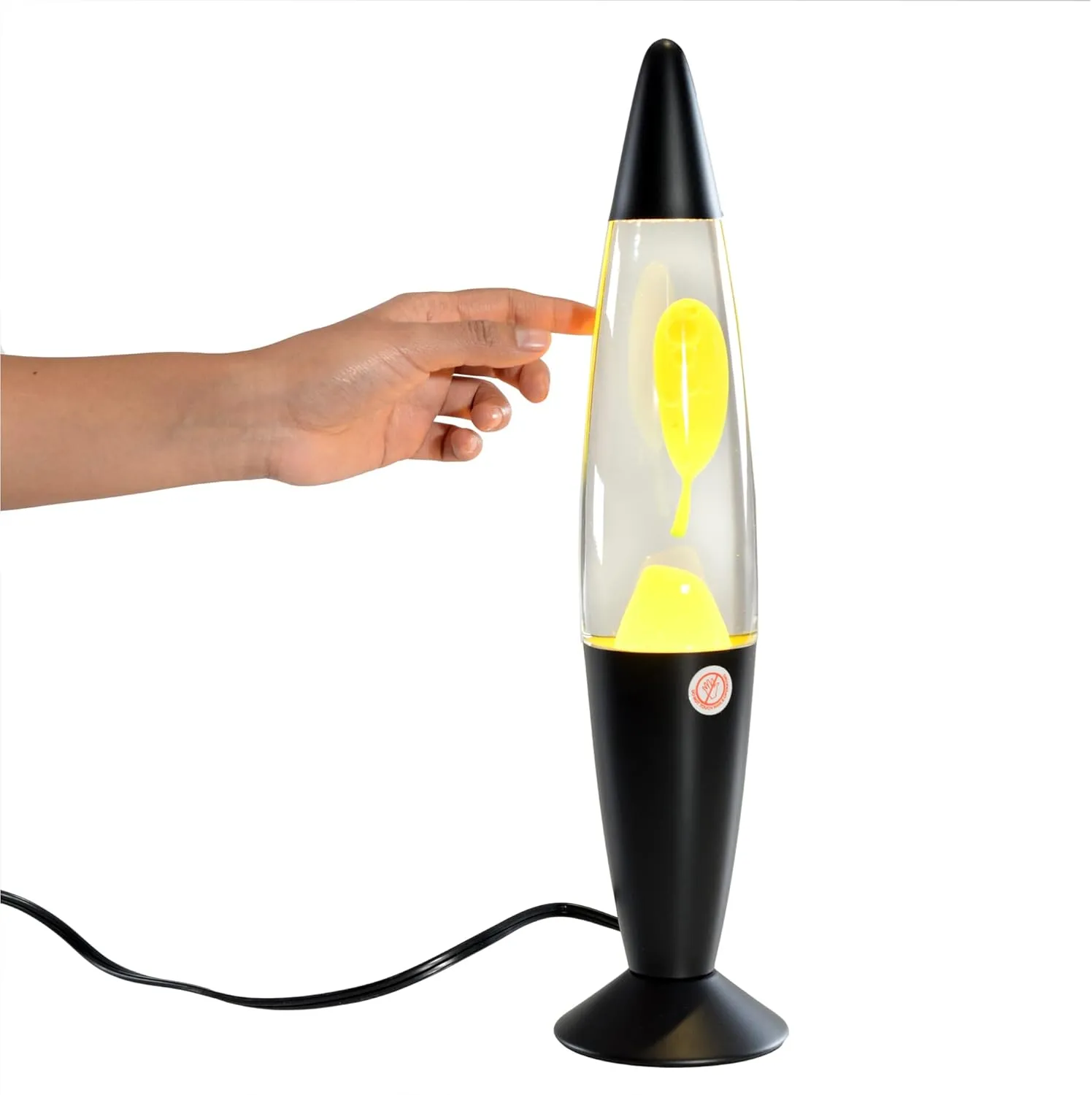 Volcan Lamp with Yellow Liquid Wax and Black Base 16 inch Decorative Table Lamp for Any Area of Your Home (Bulb and Extra Bulb)