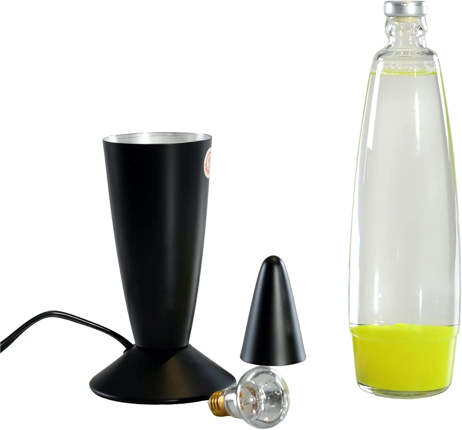 Volcan Lamp with Yellow Liquid Wax and Black Base 16 inch Decorative Table Lamp for Any Area of Your Home (Bulb and Extra Bulb)