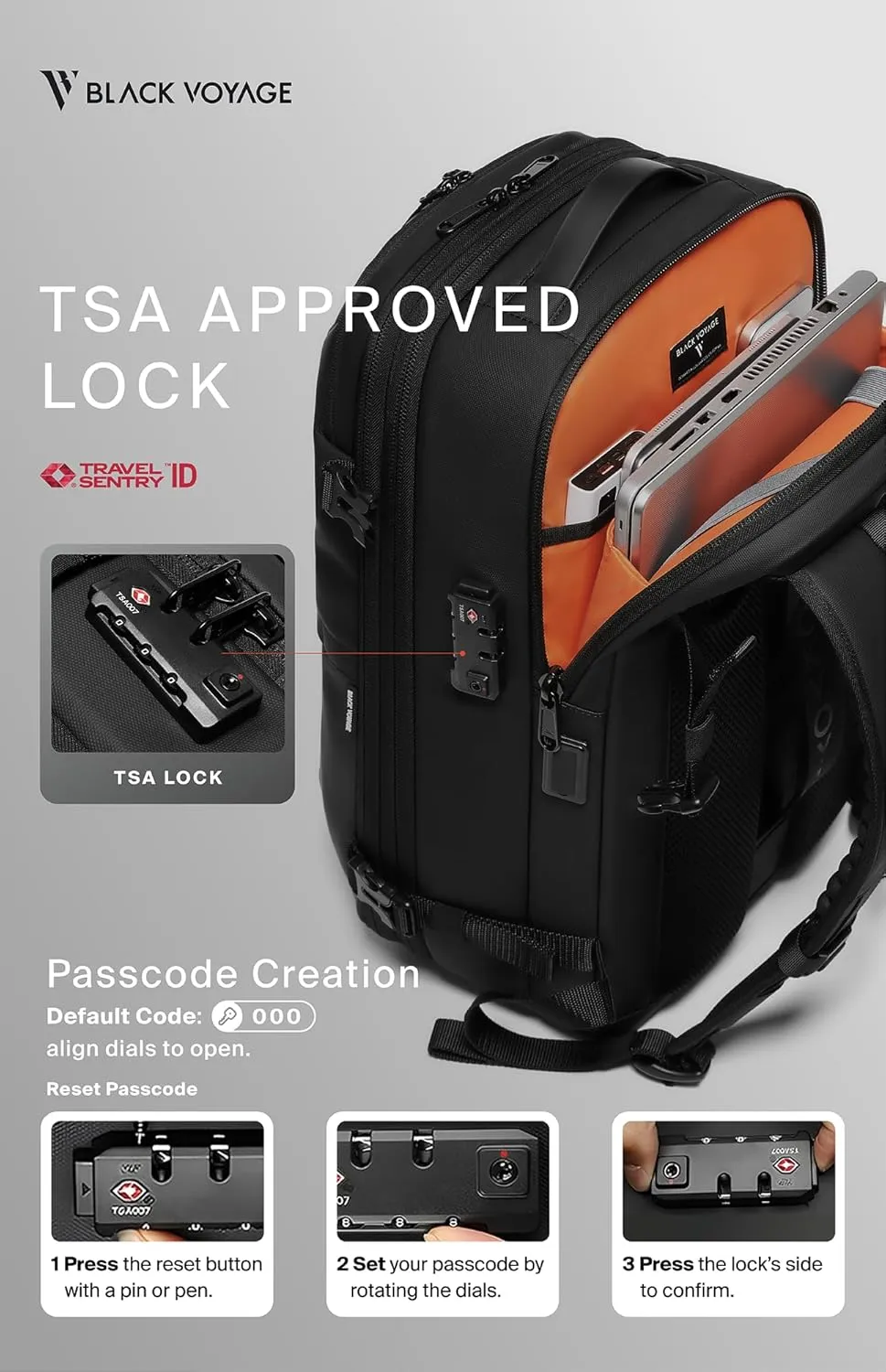 Vortex Vacuum Seal Travel Backpack 60L Exapandable Air Compression System Water Resistant TSA Lock Carry-On Suitcase Luggage Black AERO - Vacuum Pump Included