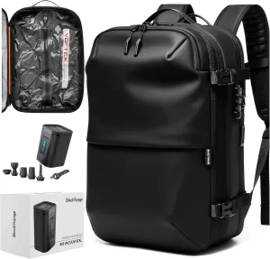 Vortex Vacuum Seal Travel Backpack 60L Exapandable Air Compression System Water Resistant TSA Lock Carry-On Suitcase Luggage Black AERO - Vacuum Pump Included