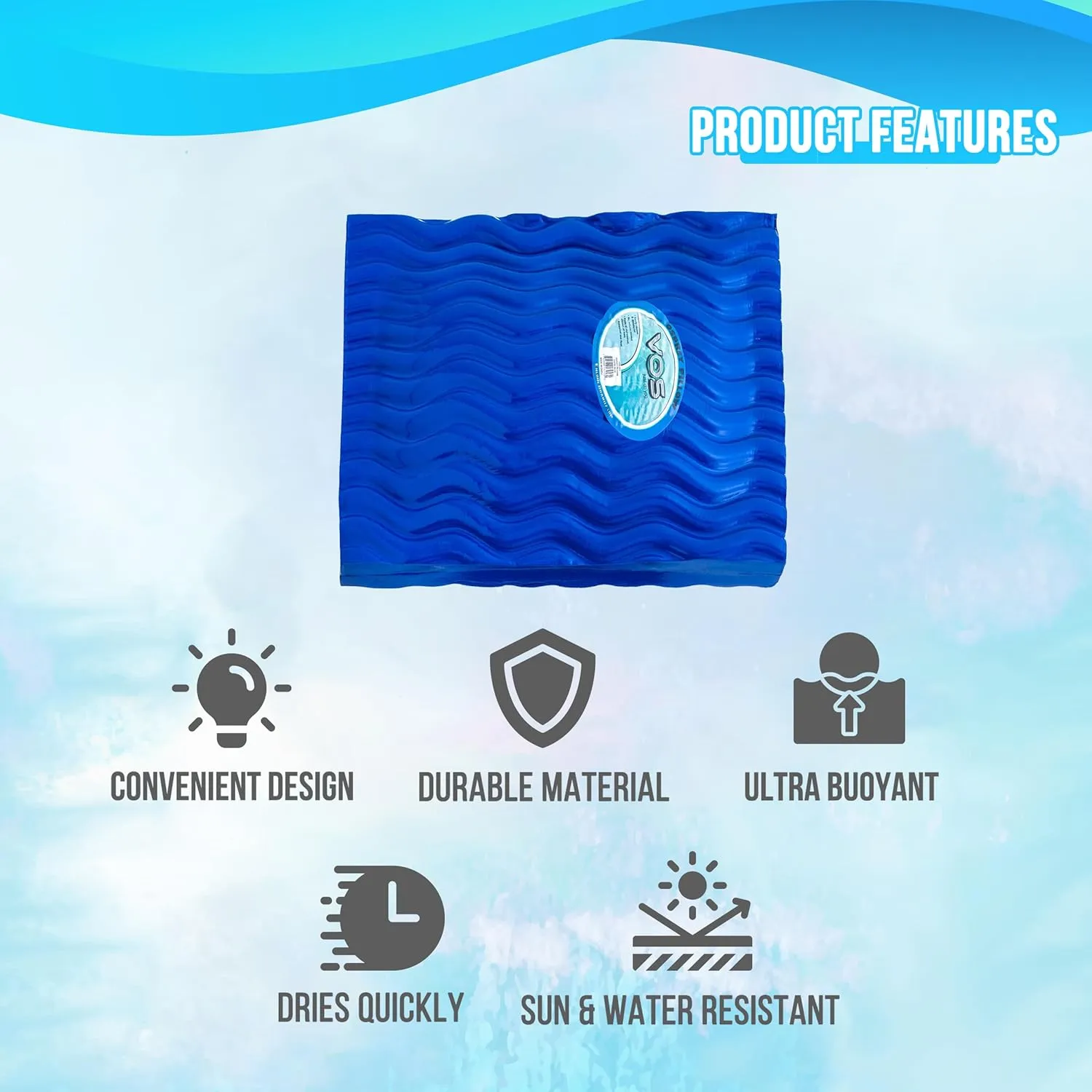 VOS Waterproof Pillow, Lightweight and Comfortable Outdoor Pillows for Beach, Pool, Hiking, Backpacking, Camping, Hunting and Fishing (Blue Square)