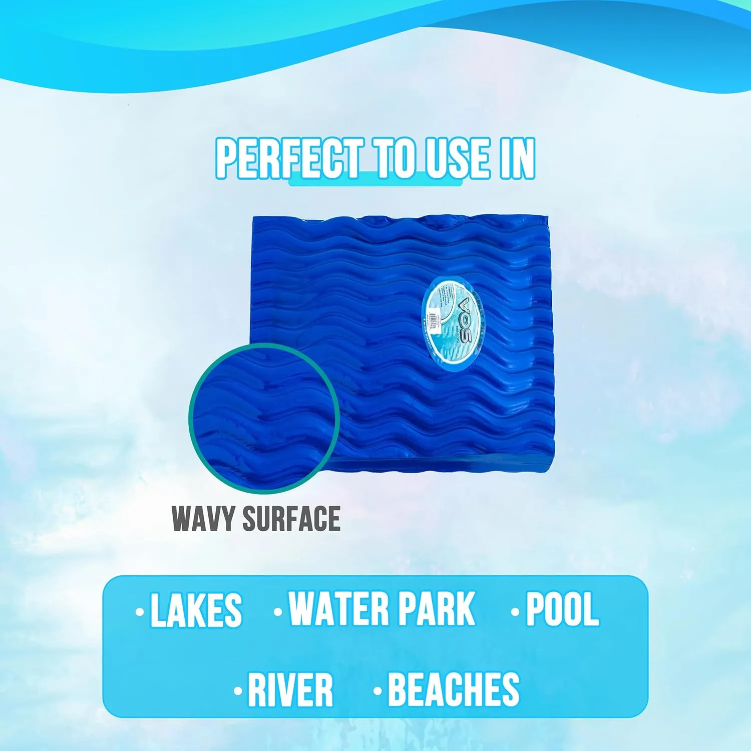 VOS Waterproof Pillow, Lightweight and Comfortable Outdoor Pillows for Beach, Pool, Hiking, Backpacking, Camping, Hunting and Fishing (Blue Square)