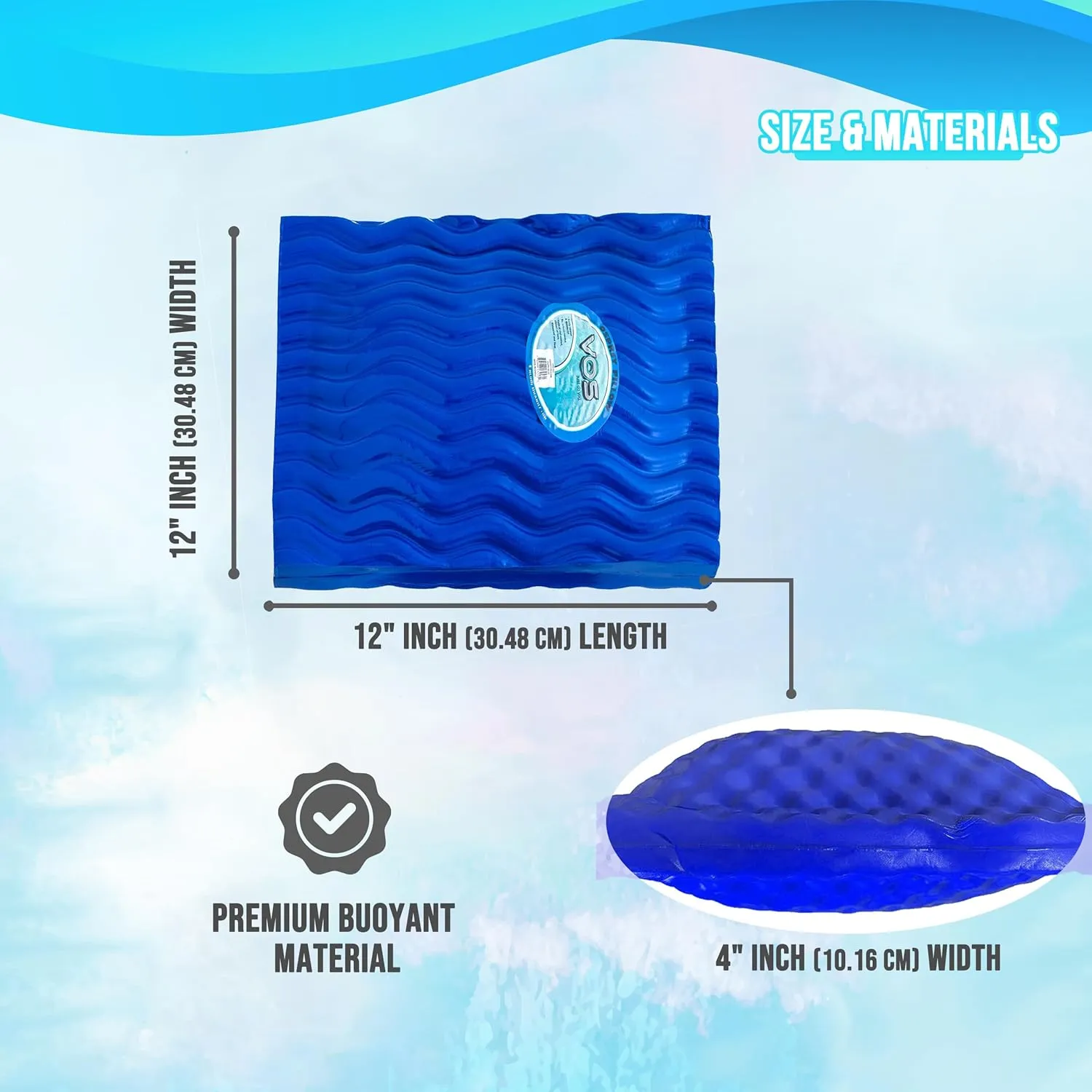 VOS Waterproof Pillow, Lightweight and Comfortable Outdoor Pillows for Beach, Pool, Hiking, Backpacking, Camping, Hunting and Fishing (Blue Square)