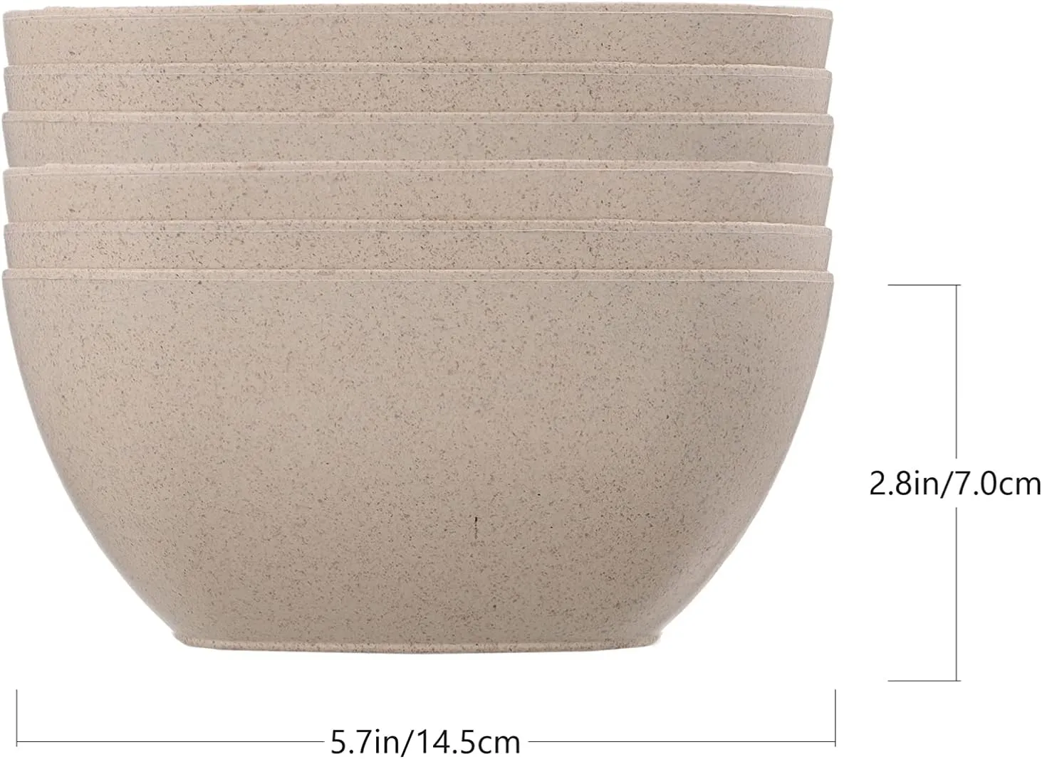 VOSAREA Space-saving Straw Cereal Bowl 6pcs Wheat Straw Salad Bowl Set Unbreakable for Rice Soup Noodles