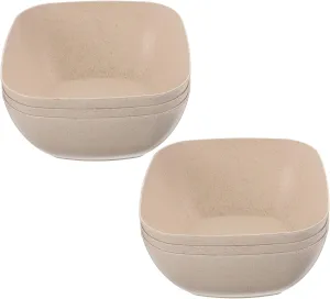 VOSAREA Space-saving Straw Cereal Bowl 6pcs Wheat Straw Salad Bowl Set Unbreakable for Rice Soup Noodles