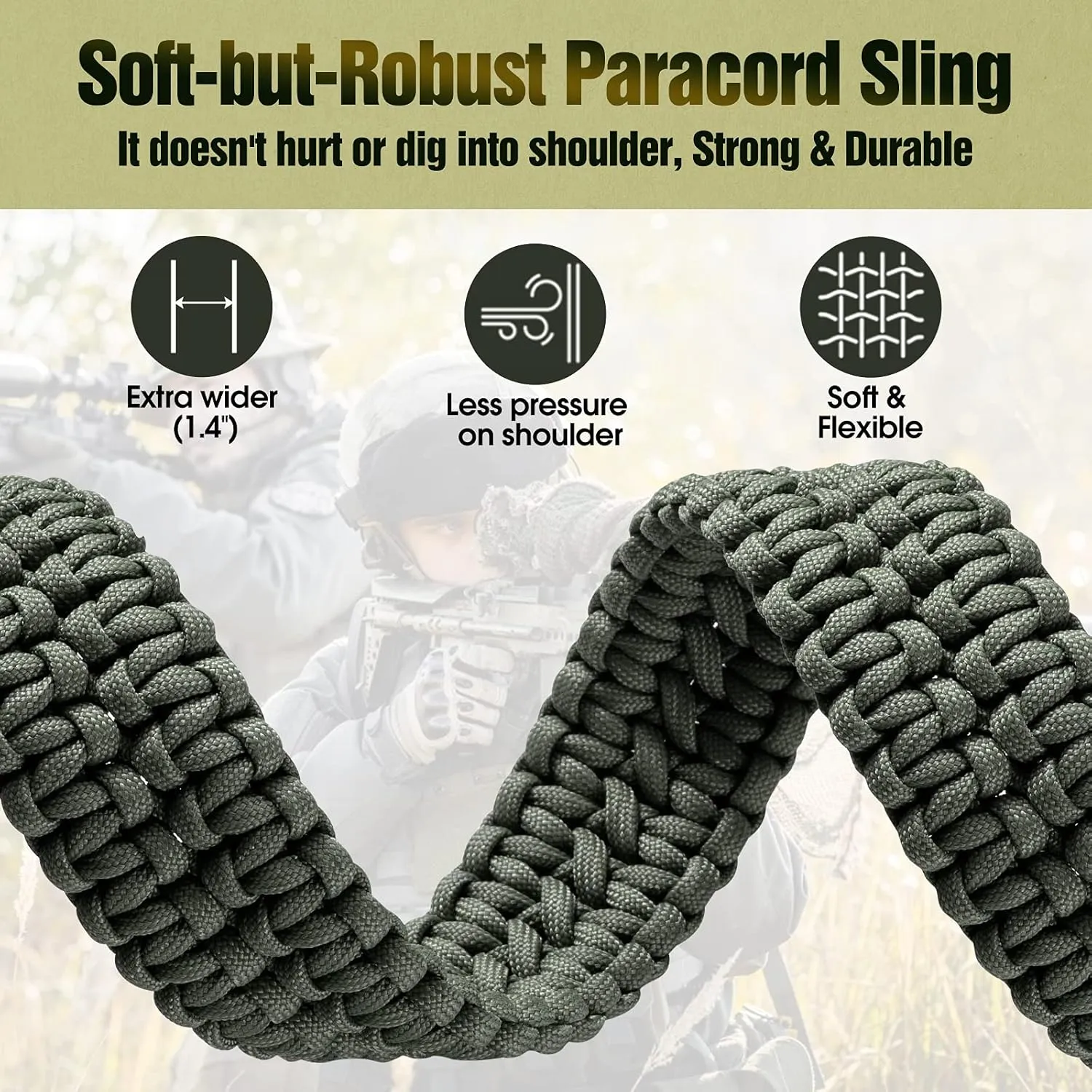 VVAAGG 2 Point Sling Adjustable 550 Paracord Sling Strap with Metal Hooks