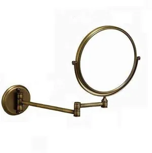 Wall Mirror for Bathroom, Cosmetic Mirror Wall Mounted Makeup Mirror,8 Inch Bathroom Brass 3X Magnifying Double Sided Swivel Shaving Extended Folding Arms Little Mirror