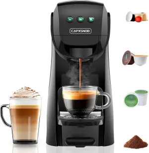 Warriors1 Single Serve Coffee Maker for Keurig K Cup, Espresso Machine for Nespresso Original, Dolce Gusto Pods, Ground Coffee, Cappuccino & Latte Coffee Machine, 20 Bar Esprsso Maker, 3 Brew Sizes
