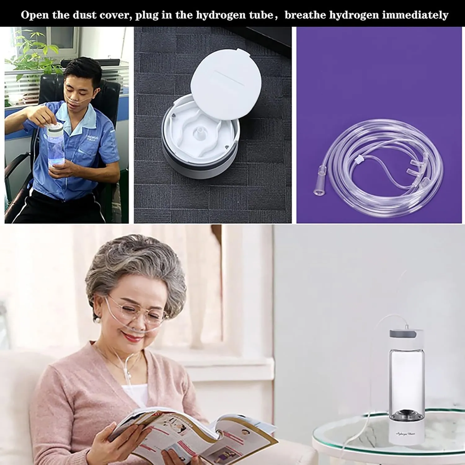 Water Purifiers, Portable Hydrogen Rich Water Bottle Generator Ionizer SPE & PEM Dual Chamber Maker Ionizer Mode 3 Mins and 10 Mins Max 4000 PPB with Bottle Adapter Inhaler and Self-Cleaning Mode