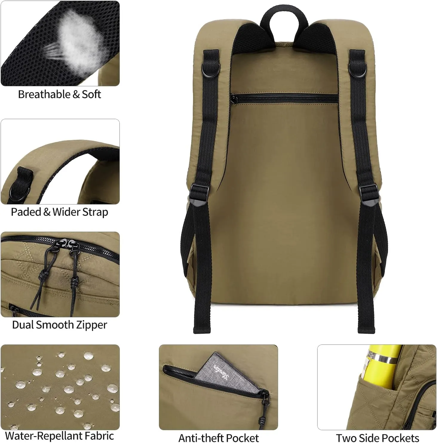 Waterproof 15.6" Laptop Backpack for Women and Men, Hiking Travel Purse