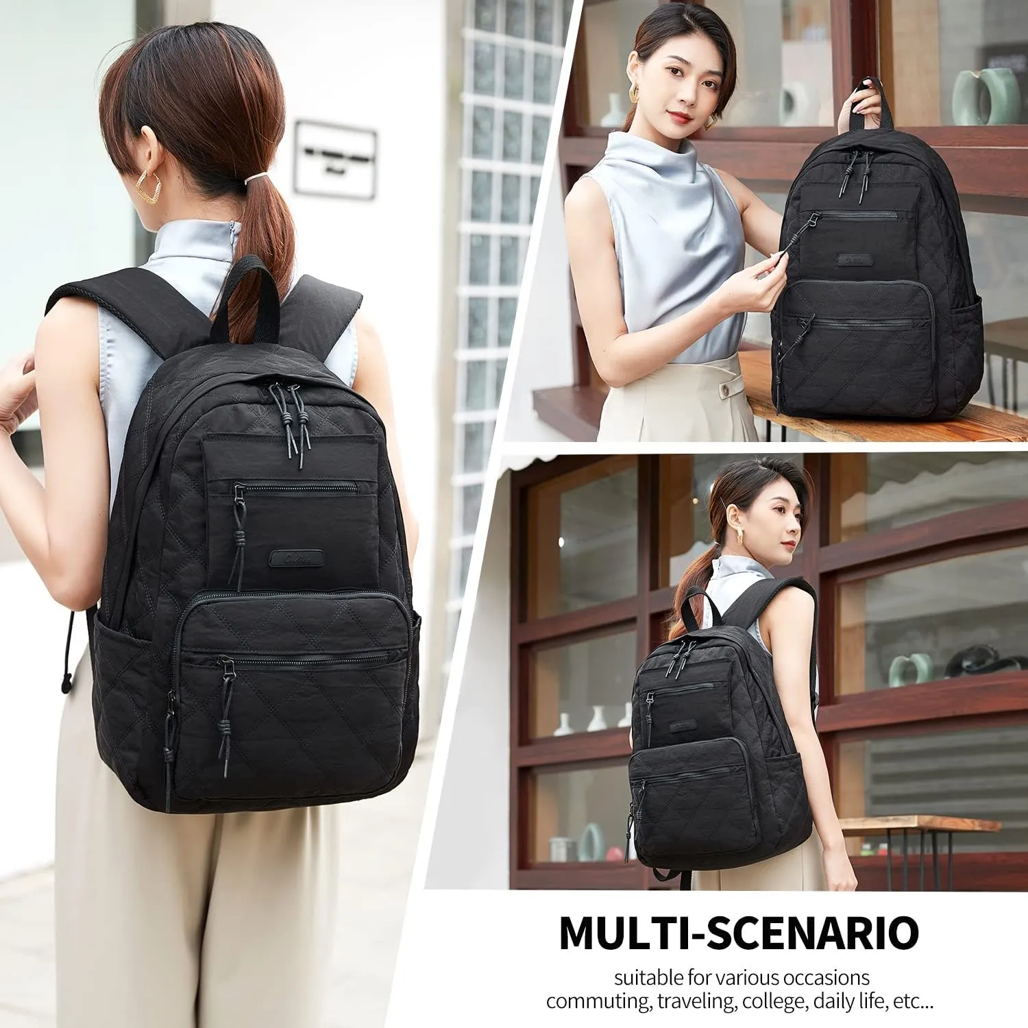 Waterproof 15.6" Laptop Backpack for Women and Men, Hiking Travel Purse