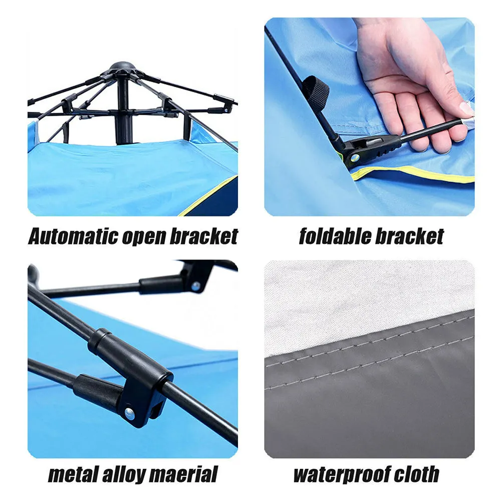 Waterproof Automatic Camping Tent 3-4 Person Come with Moisture Proof Pad(Blue)-SA_Rural