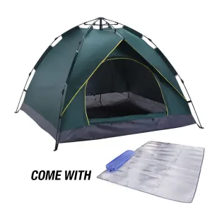 Waterproof Automatic Camping Tent 3-5 Person Come with Moisture Proof Pad(Green)-SA_Metro