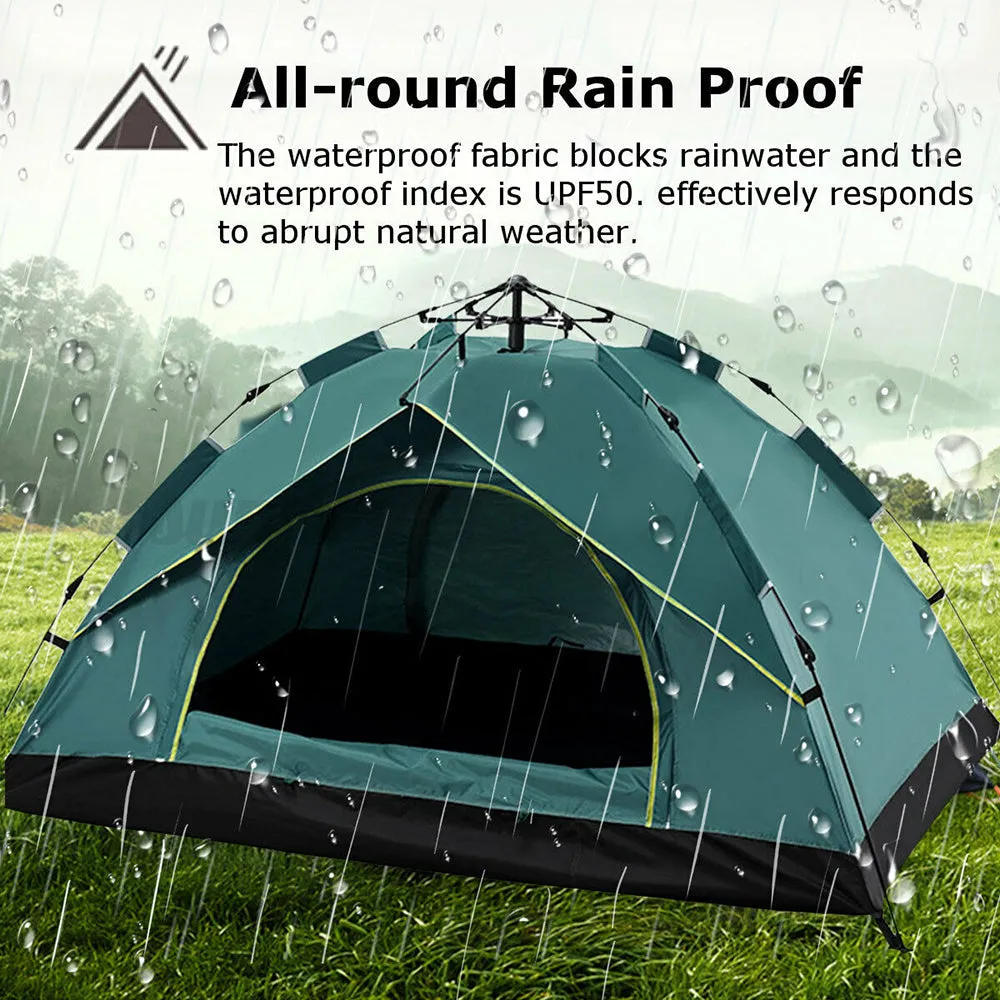 Waterproof Automatic Camping Tent 3-5 Person Come with Moisture Proof Pad(Green)-SA_Metro