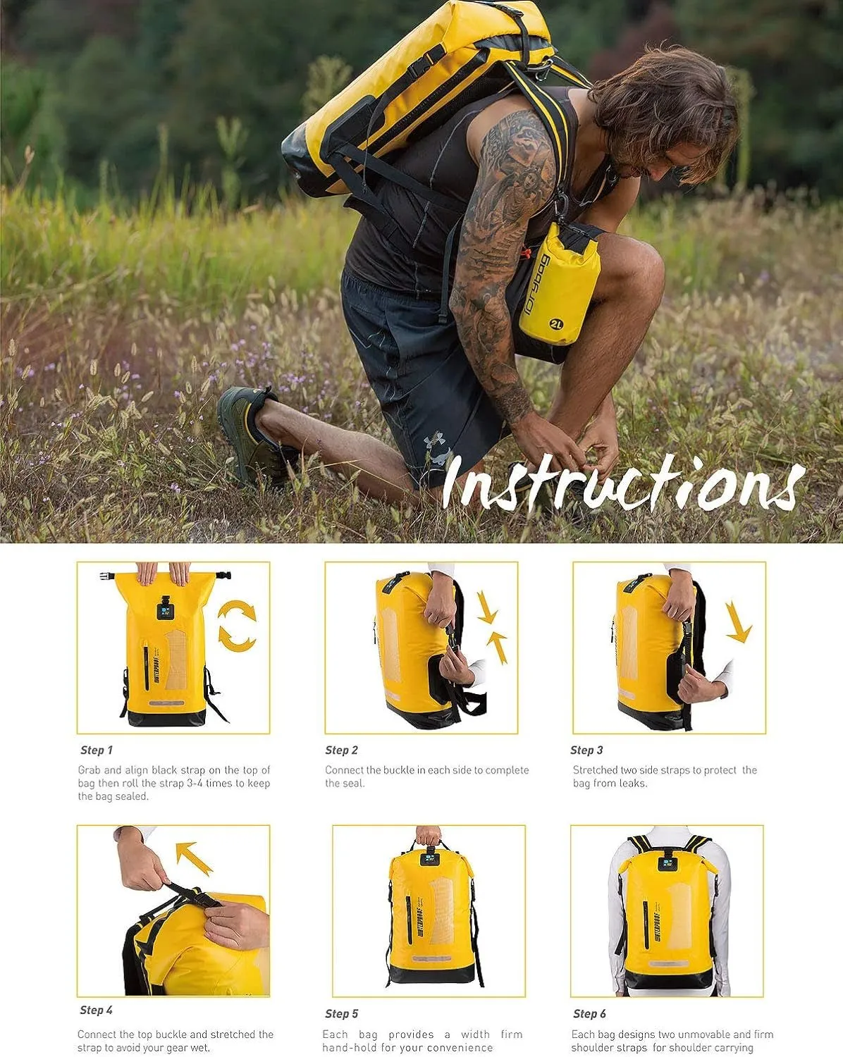 waterproof backpack dry bag 20L/30L/40L for outdoor adventures