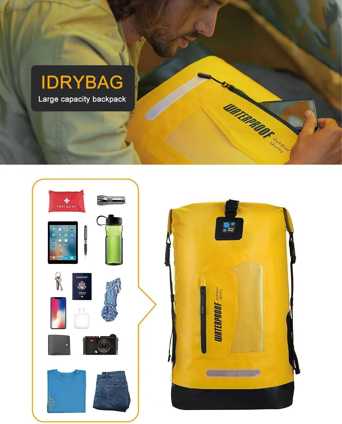 waterproof backpack dry bag 20L/30L/40L for outdoor adventures