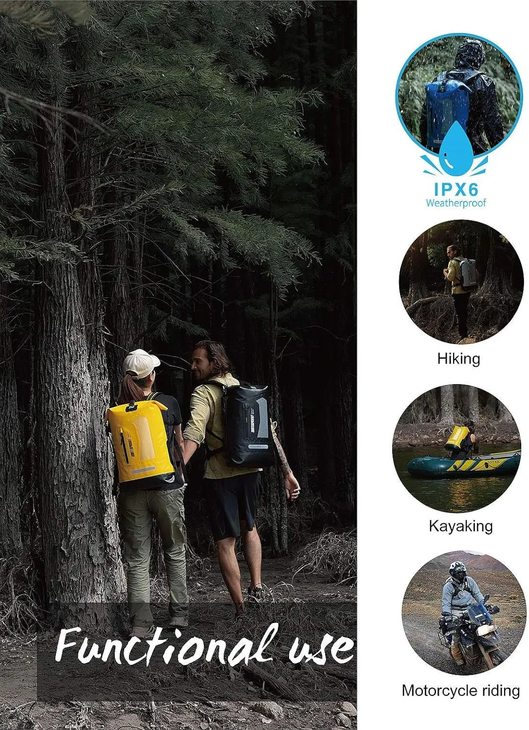 waterproof backpack dry bag 20L/30L/40L for outdoor adventures