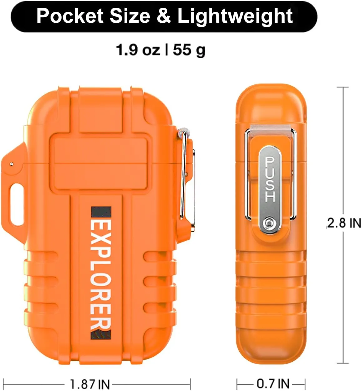 Waterproof Butane Torch Lighter Refillable Windproof Jet Flame Lighters for Fireplace Fireworks Grill Camping BBQ Lighter Gift for Man,2 Pack (Without Gas) (Orange Orange)
