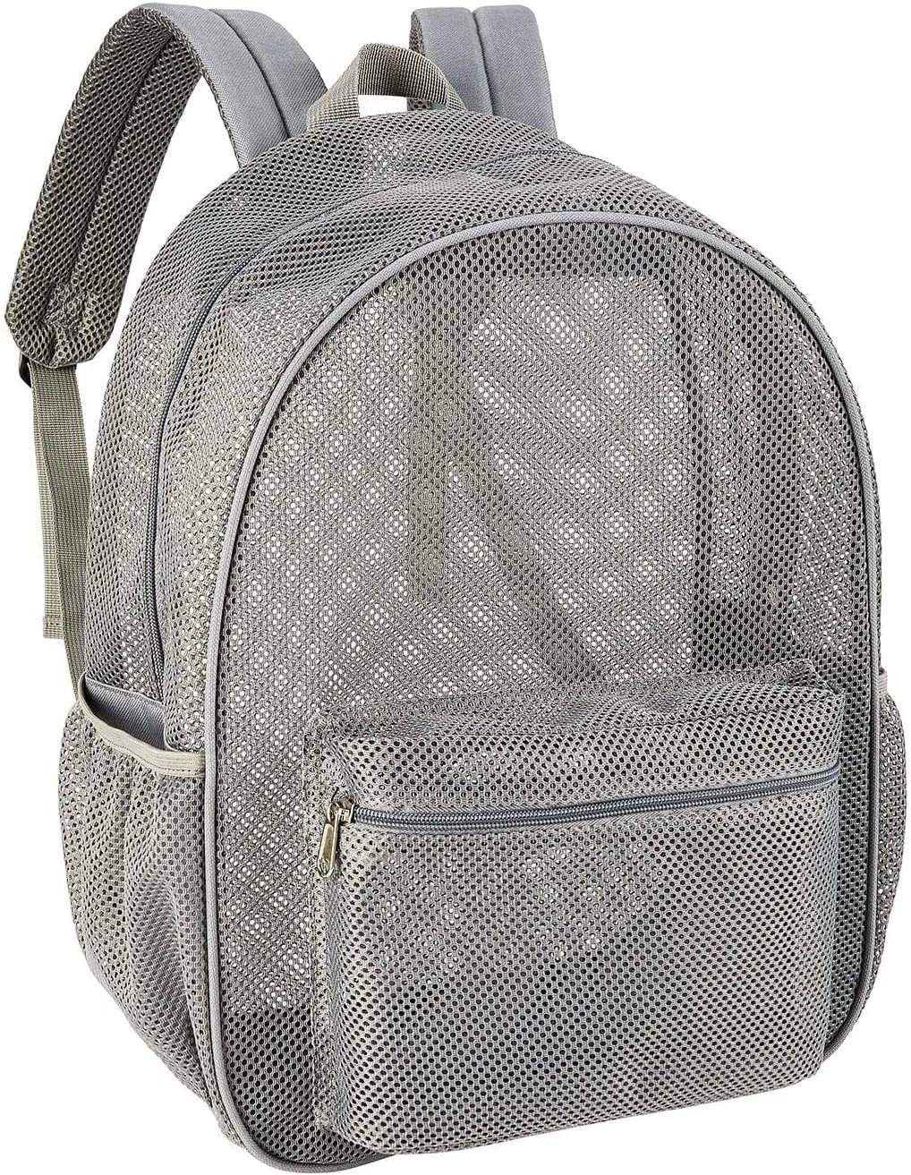 Waterproof Durable 16 Inch Mesh Backpack Transparent College Commuting Outdoor Sports Beach Swim Bag (Grey)