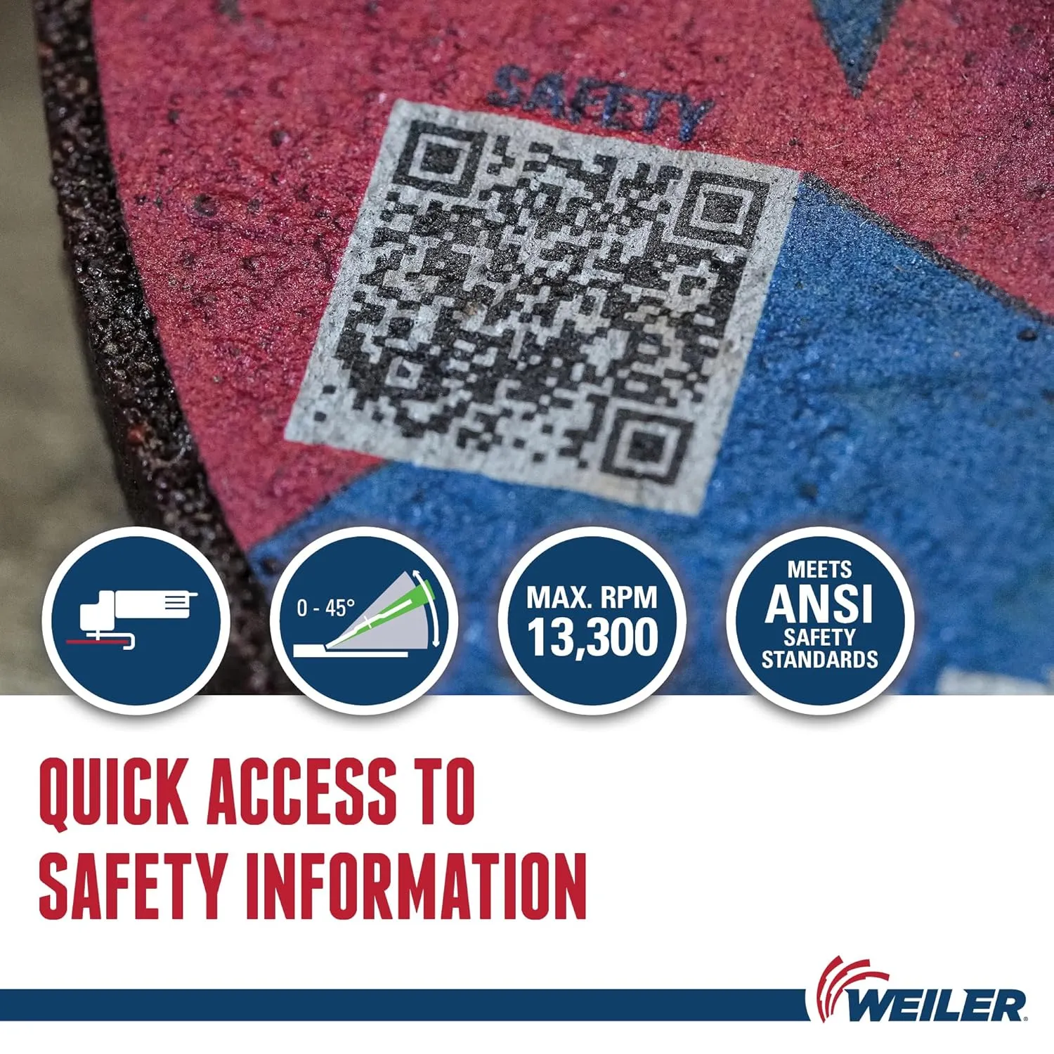 Weiler 57120 Tiger 4-1/2" Grinding Wheel, Type 27, 1/4" Thick, A24R, 5/8"-11 UNC Nut (Pack of 10)