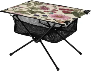 Wild Raspberries Pattern Portable Folding Camping Table, Compact Lightweight Beach Table with Carrying Bag for Outdoor Picnics, BBQs, Camp
