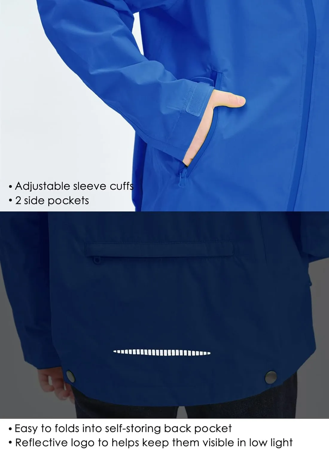 Willit Boys Rain Jackets Lightweight Waterproof Raincoats Hooded Windbreakers for Kids Cycling Outdoor