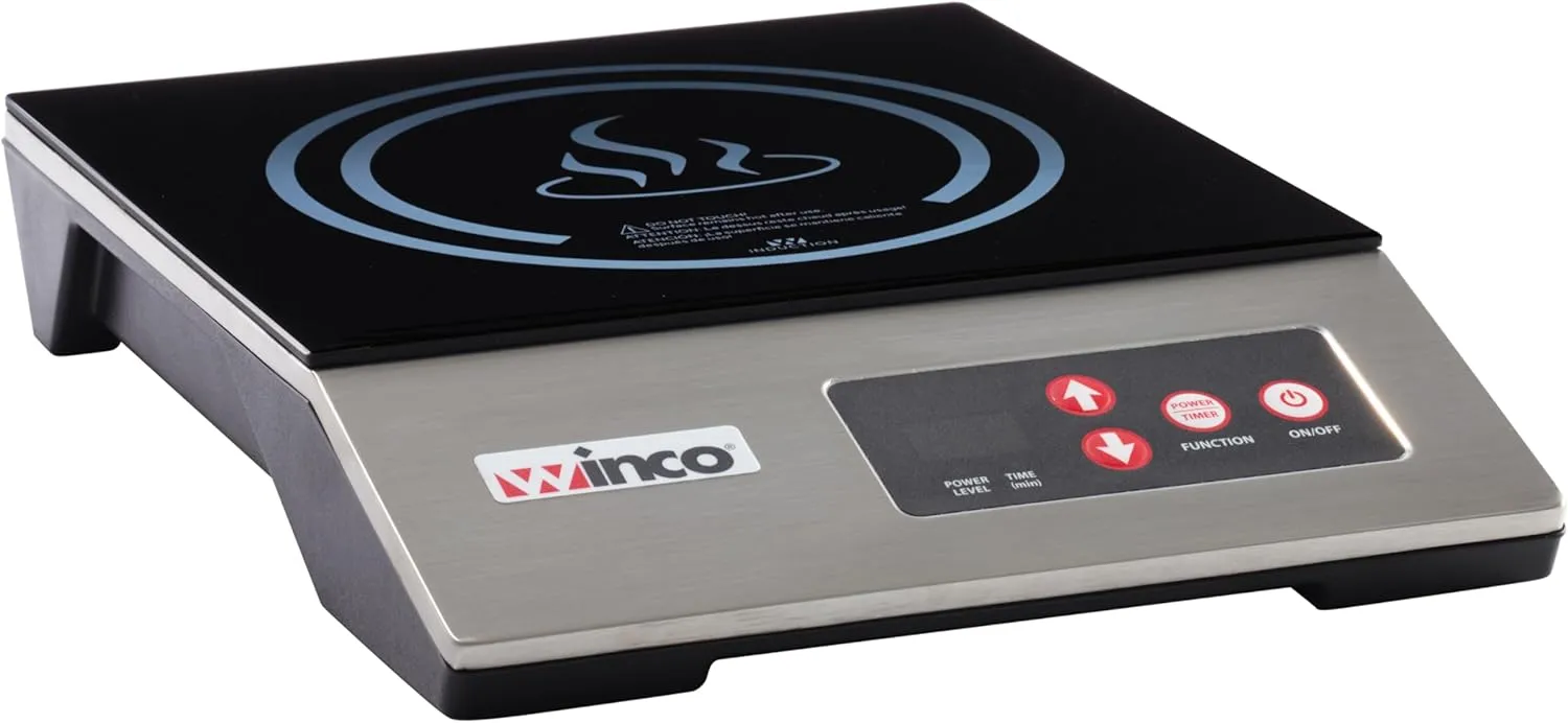 Winco EIC-400E Commercial-Grade Portable Induction Cooktop Burner, 1800 W, 120V