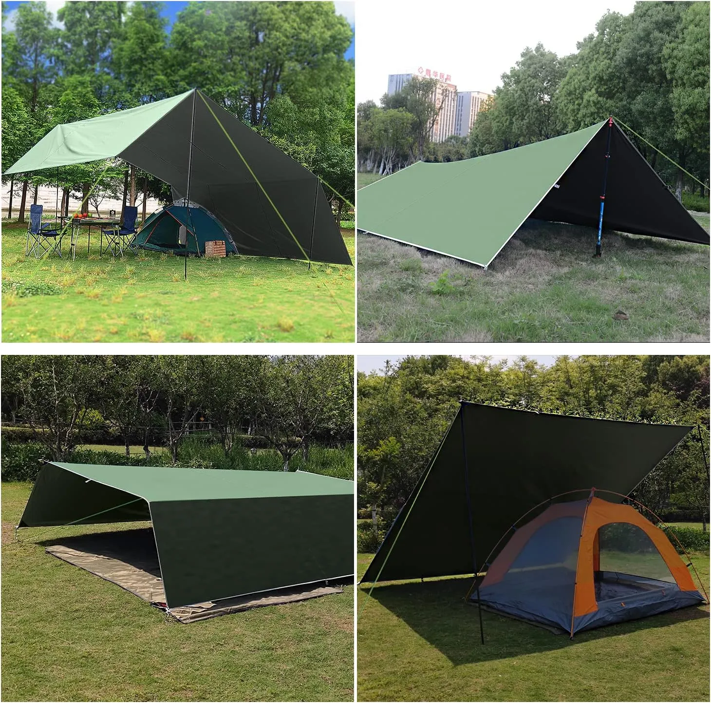 Wind Tour Portable Multifunctional Tent Footprint Traveling Awning Backpacking Tarp Rain Fly Tarp Tent Waterproof Shelter Outdoor Camping Tarp Sun Shelter for Hiking, Beach (Green-118×118 in), Blue
