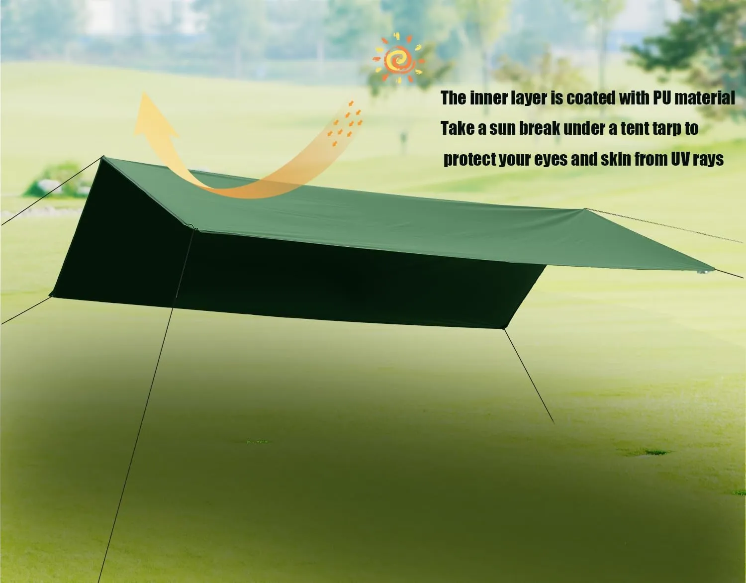 Wind Tour Portable Multifunctional Tent Footprint Traveling Awning Backpacking Tarp Rain Fly Tarp Tent Waterproof Shelter Outdoor Camping Tarp Sun Shelter for Hiking, Beach (Green-118×118 in), Blue